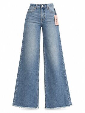 BCBGeneration High Rise Wide Leg Raw Hem Jeans NWT Sz 27/6